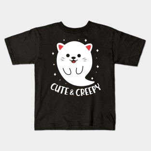 Funny Cute & Creepy Cat Ghost Halloween Kids T-Shirt